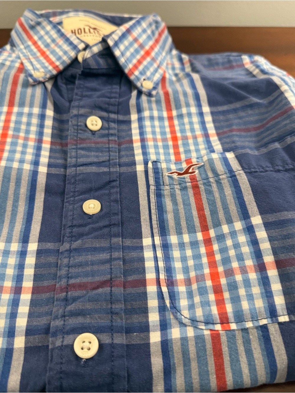 hollister plaid button up 🇺🇸 blue & red